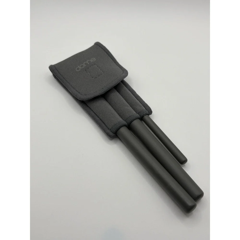 dome Makeup Brush Set Gray Blender Brush Eye Shadow Brush Liner Brush with Pouch